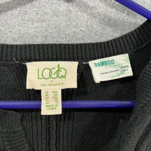 LOGO by Lori Goldstein Rayon Women Sweater Black Size XX-Small - Picture 3 of 7